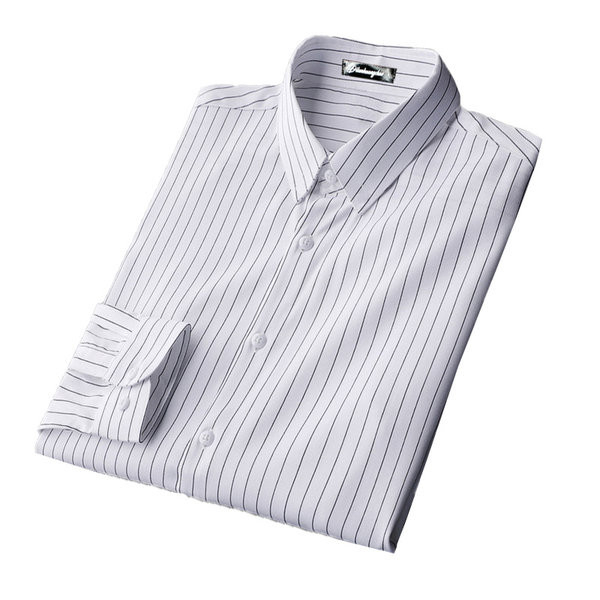 Klassikalise kraega meeste triibuline särk - lühikeste ja pikkade varrukatega