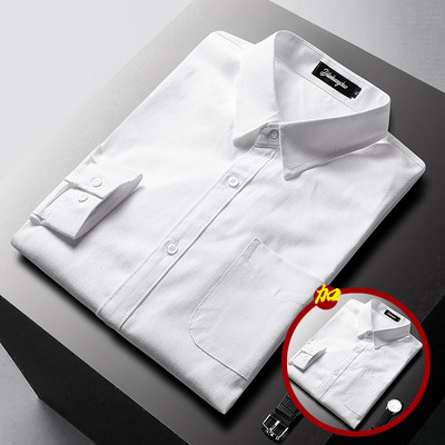 Pavasario stiliaus vyriški marškiniai su klasikine sagomis apykakle ir kišene