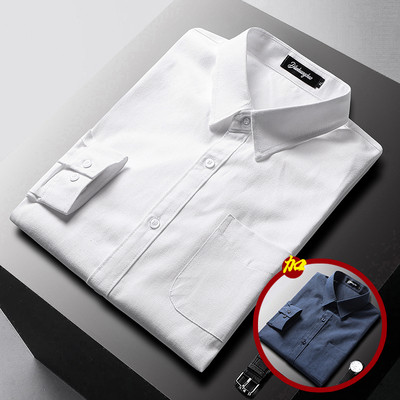 Pavasario stiliaus vyriški marškiniai su klasikine sagomis apykakle ir kišene