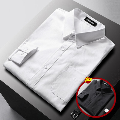 Pavasario stiliaus vyriški marškiniai su klasikine sagomis apykakle ir kišene