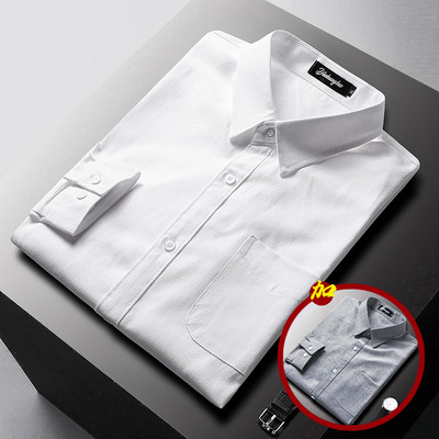 Pavasario stiliaus vyriški marškiniai su klasikine sagomis apykakle ir kišene