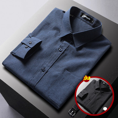 Pavasario stiliaus vyriški marškiniai su klasikine sagomis apykakle ir kišene