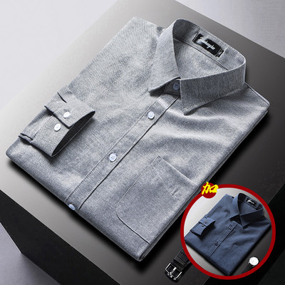 Pavasario stiliaus vyriški marškiniai su klasikine sagomis apykakle ir kišene