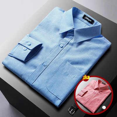 Pavasario stiliaus vyriški marškiniai su klasikine sagomis apykakle ir kišene