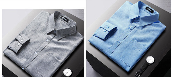 Pavasario stiliaus vyriški marškiniai su klasikine sagomis apykakle ir kišene