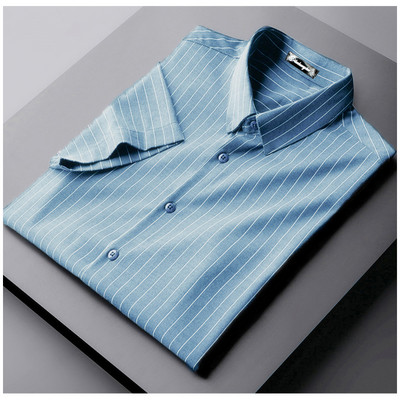 Meeste triibuline pikkade varrukate ja nööpidega särk mitmes värvitoonis