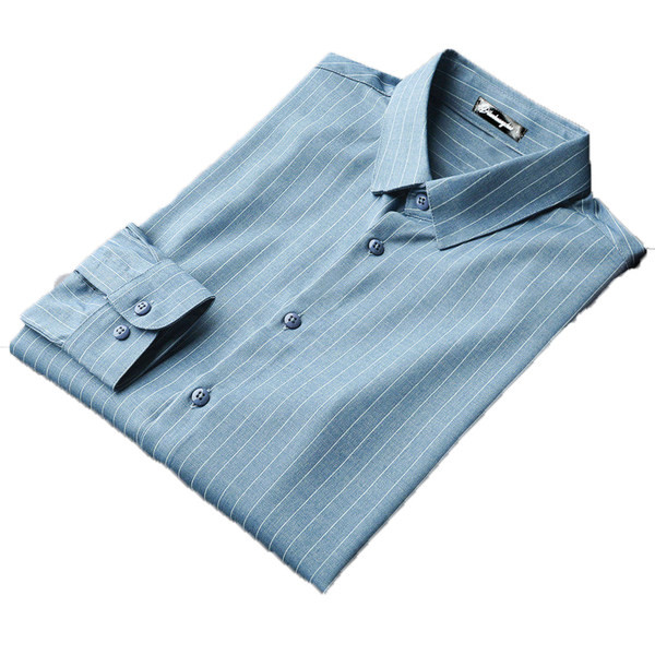 Meeste triibuline pikkade varrukate ja nööpidega särk mitmes värvitoonis