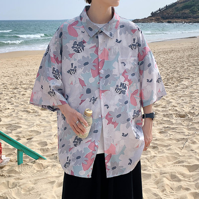 Ανδρικό καλοκαιρινό πουκάμισο με κουμπιά και κλασικό γιακά