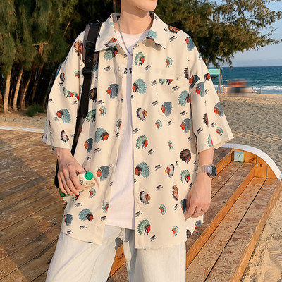 Ανδρικό καλοκαιρινό πουκάμισο με κουμπιά και κλασικό γιακά