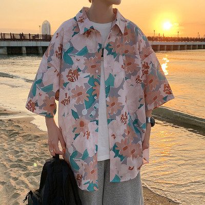 Ανδρικό καλοκαιρινό πουκάμισο με κουμπιά και κλασικό γιακά