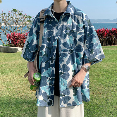 Ανδρικό καλοκαιρινό πουκάμισο με κουμπιά και κλασικό γιακά