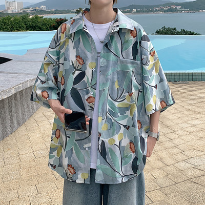 Ανδρικό καλοκαιρινό πουκάμισο με κουμπιά και κλασικό γιακά