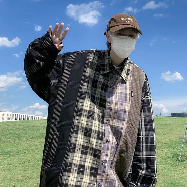 Bő, kockás férfi ing