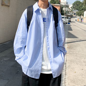 Ανδρικό ριγέ πουκάμισο με φαρδύ σχέδιο με κλασικό γιακά