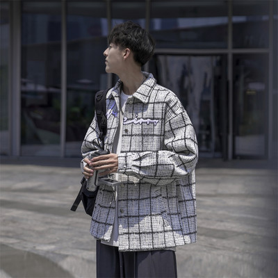 Férfi, hosszú ujjú kockás ing - gombos felfelé