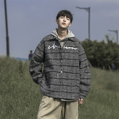 Férfi, hosszú ujjú kockás ing - gombos felfelé