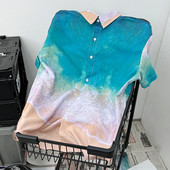 Vyriški marškiniai trumpomis rankovėmis ir paplūdimio motyvais