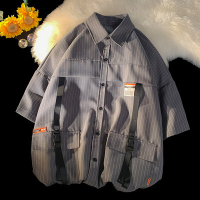 Dviejų spalvų vyriški laisvalaikio marškinėliai trumpomis rankovėmis