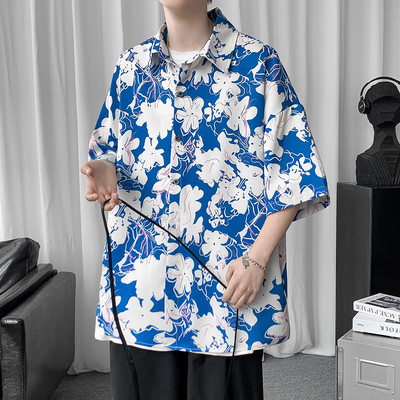 Bő férfi ing 3/4-es ujjal és mintával