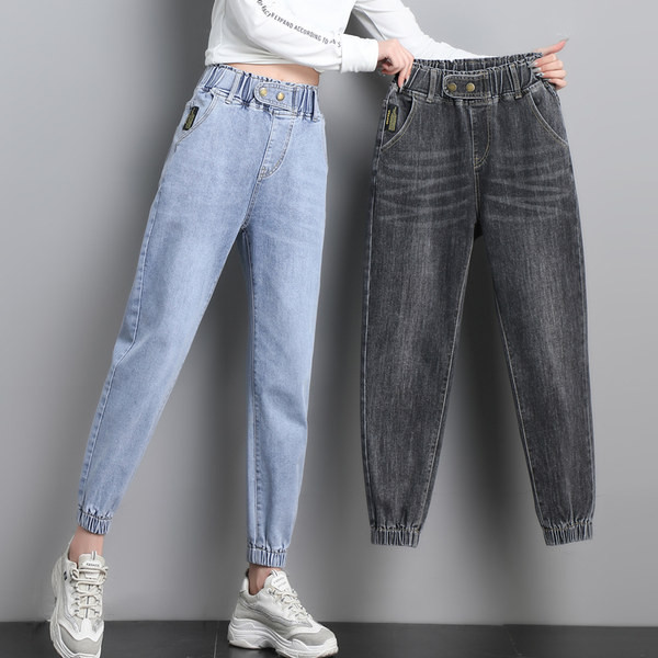 Moteriški tamprūs džinsai – dviejų spalvų