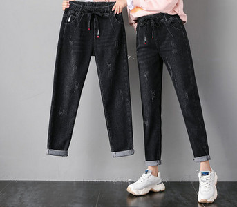 Γυναικείο τζιν με ψηλόμεσο και κορδόνια νέο μοντέλο