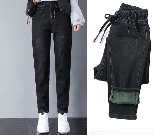 Γυναικείο τζιν με ψηλόμεσο και κορδόνια νέο μοντέλο