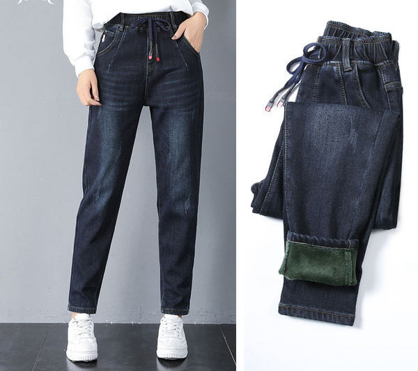 Γυναικείο τζιν με ψηλόμεσο και κορδόνια νέο μοντέλο