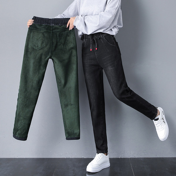 Γυναικείο τζιν με ψηλόμεσο και κορδόνια νέο μοντέλο