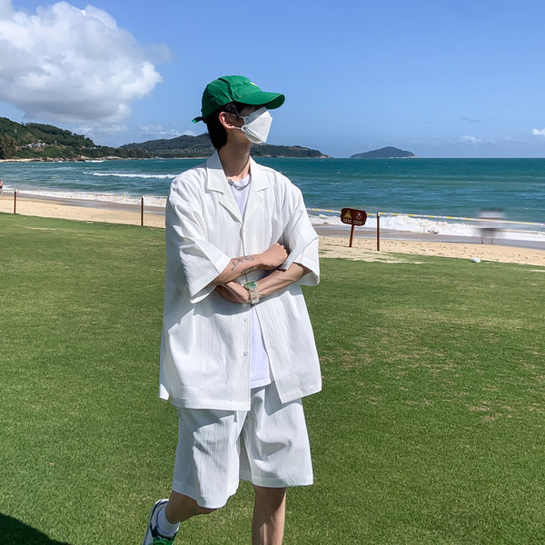 Vyriški vasariniai marškinėliai su 3/4 rankovėmis ir sagomis