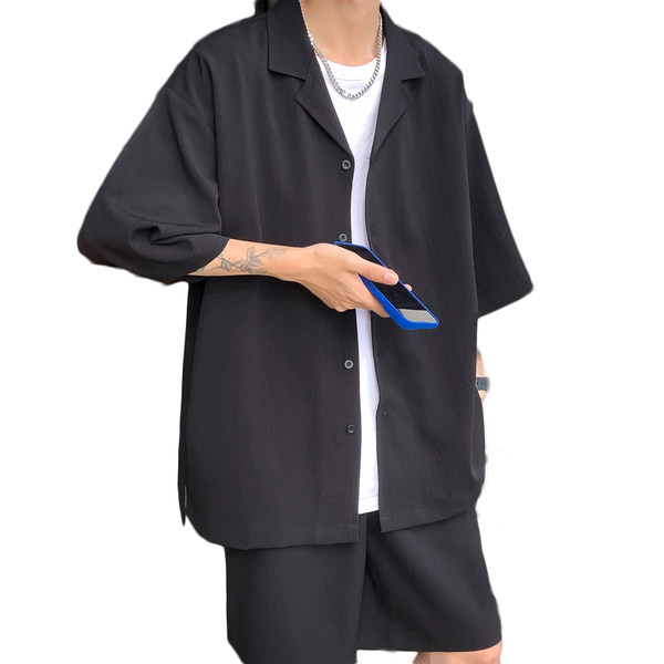 Vyriški vasariniai marškinėliai su 3/4 rankovėmis ir sagomis