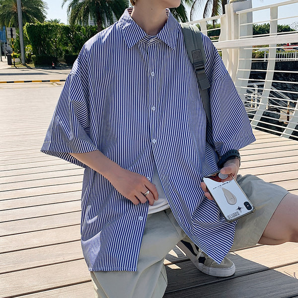 Férfi alkalmi csíkos gombos ing