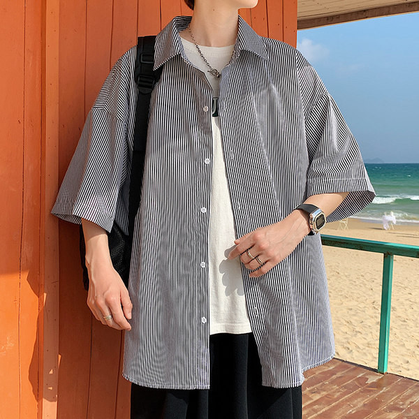 Férfi alkalmi csíkos gombos ing