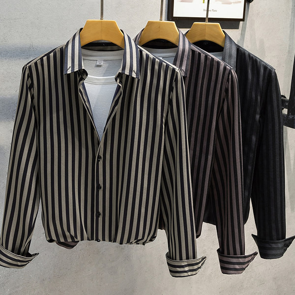 Férfi alkalmi hosszú ujjú gombos ing