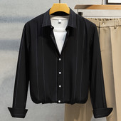 Νέο μοντέλο ανδρικό μακρυμάνικο ριγέ πουκάμισο