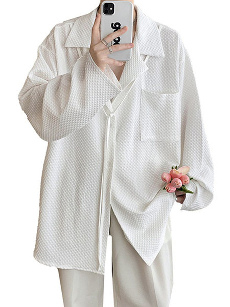 Naujo modelio vyriški marškiniai smailia iškirpte – baltos spalvos