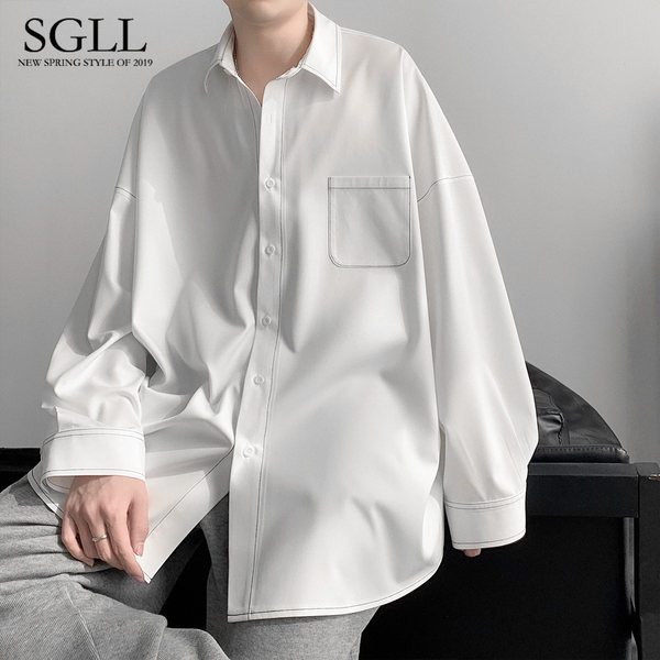 Μοντέρνο ανδρικό πουκάμισο με μακρύ μανίκι και τσέπη