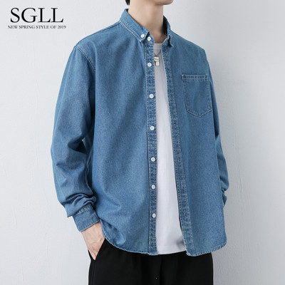 Férfi hosszú ujjú farmer ing