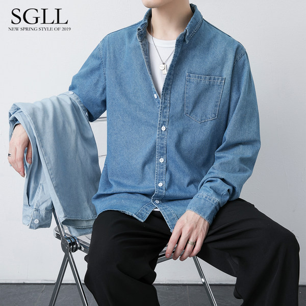 Férfi hosszú ujjú farmer ing