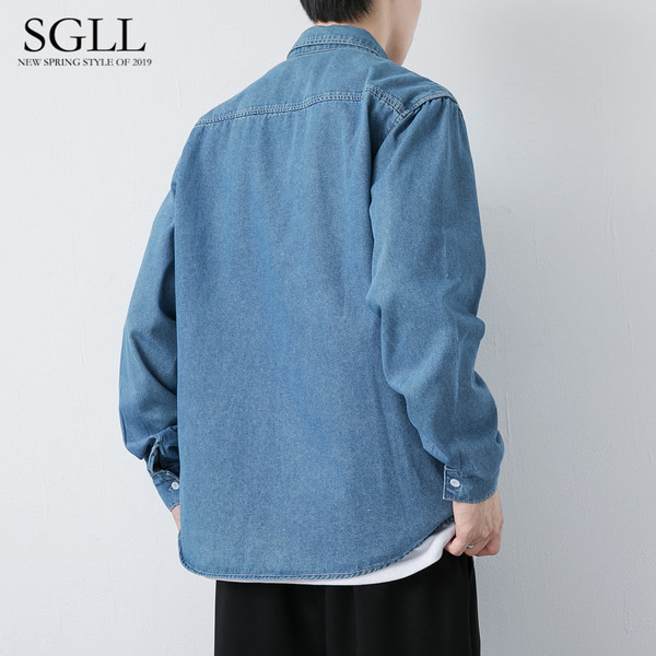 Férfi hosszú ujjú farmer ing