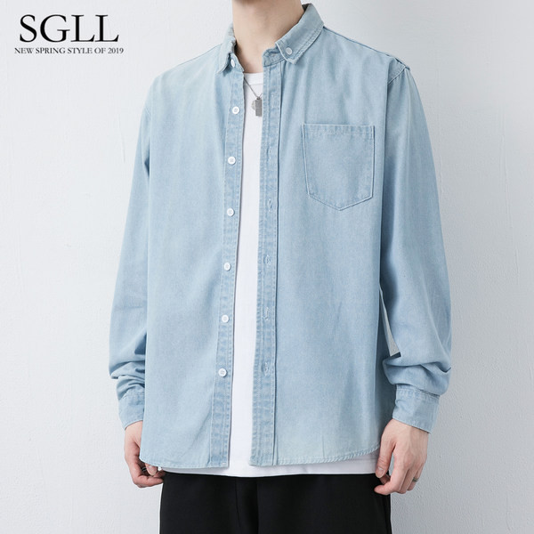 Férfi hosszú ujjú farmer ing