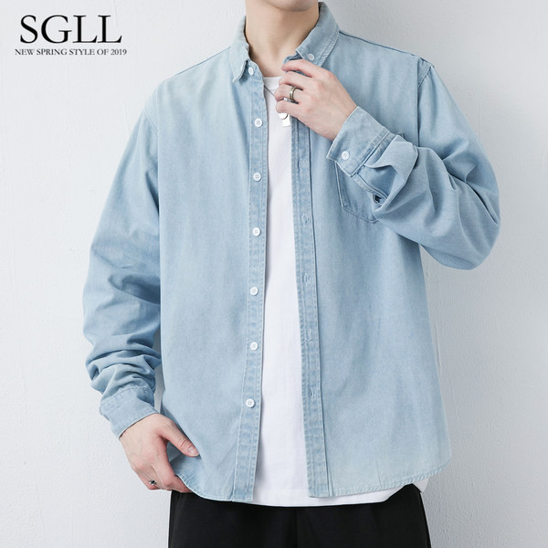 Férfi hosszú ujjú farmer ing