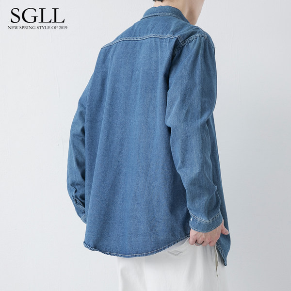 Vyriški džinsiniai marškiniai su klasikine apykakle