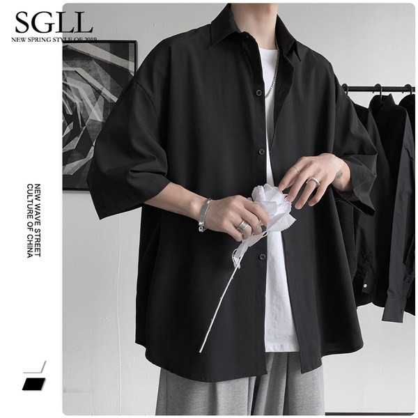 Új modell férfi ing 3/4-es ujjú tiszta mintával