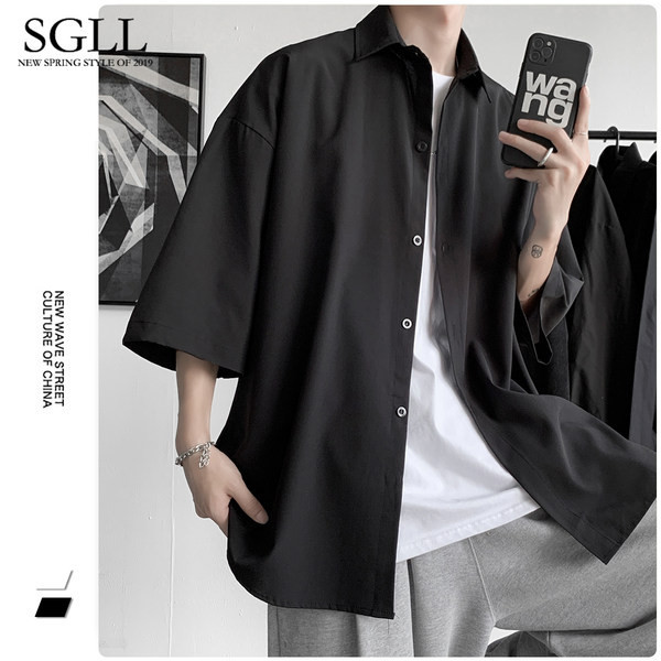 Új modell férfi ing 3/4-es ujjú tiszta mintával