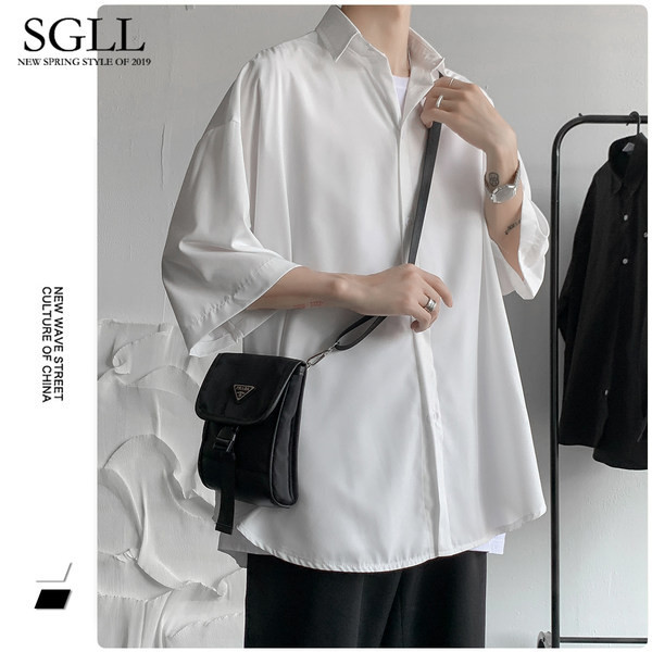 Új modell férfi ing 3/4-es ujjú tiszta mintával