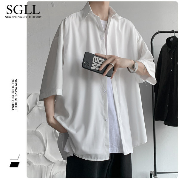 Új modell férfi ing 3/4-es ujjú tiszta mintával