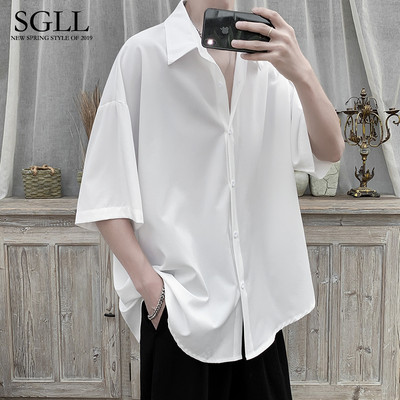 Φαρδύ ανδρικό πουκάμισο με μανίκια 3/4