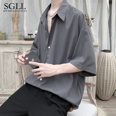 Φαρδύ ανδρικό πουκάμισο με μανίκια 3/4