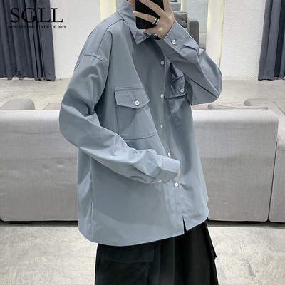 Férfi ing hosszú ujjal és zsebbel