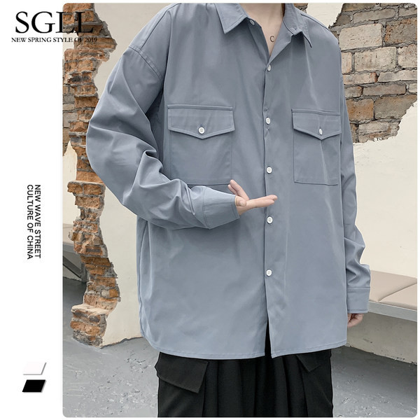 Vyriški marškiniai ilgomis rankovėmis ir kišenėmis